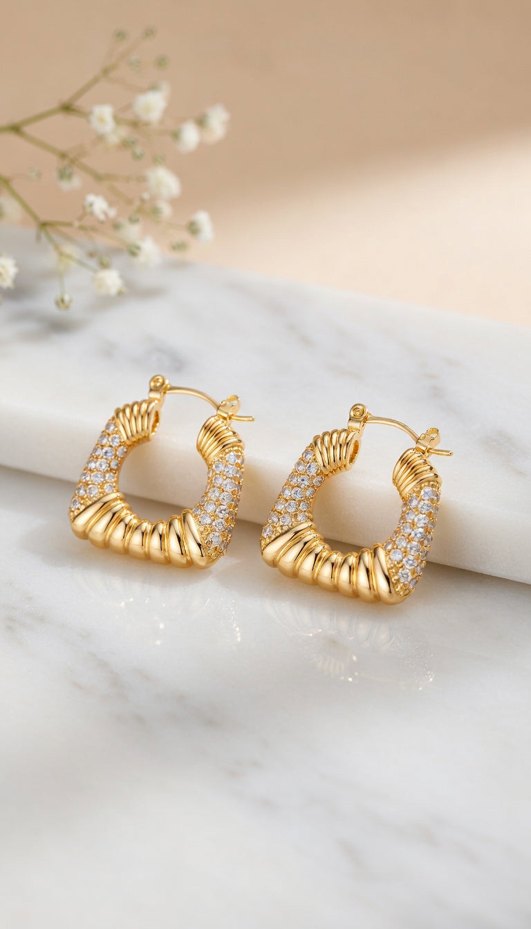 Textured Diamond - Set Hoops