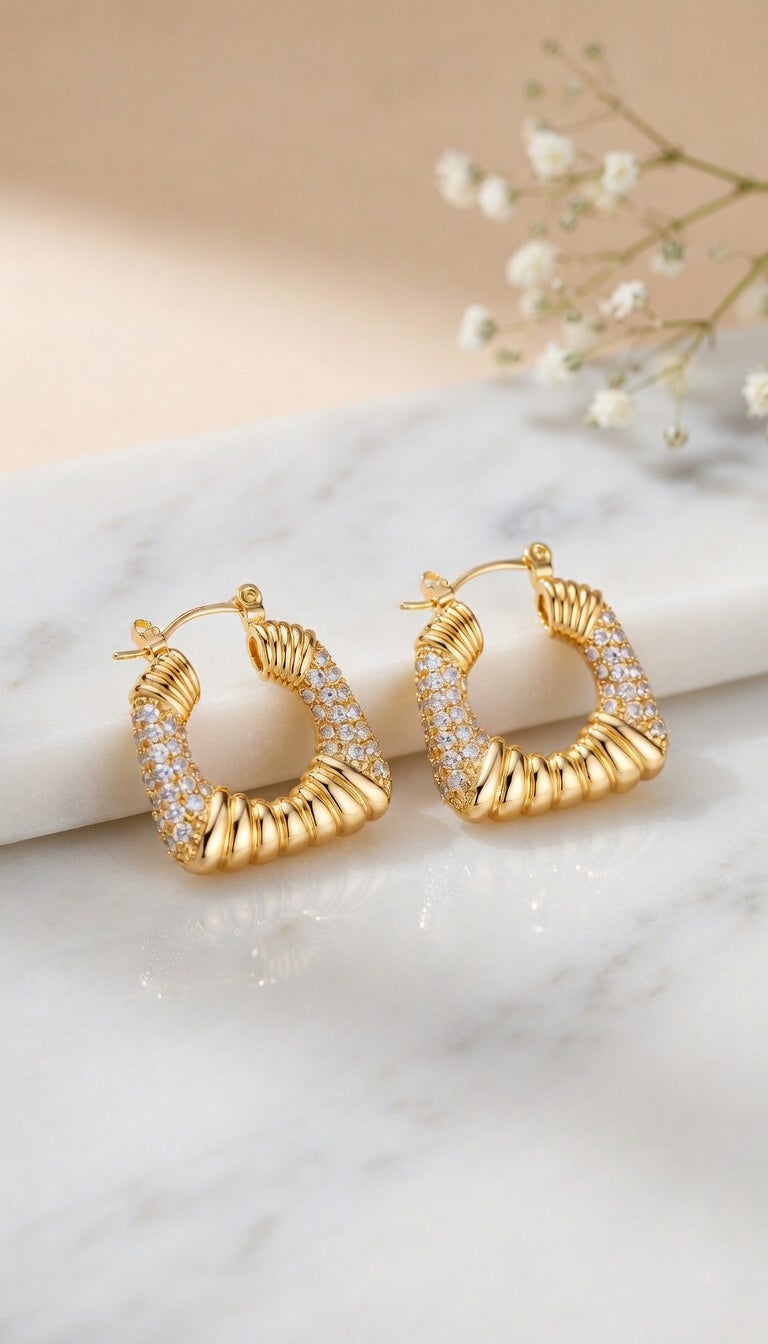 Textured Diamond - Set Hoops