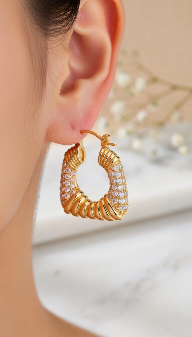 Textured Diamond - Set Hoops